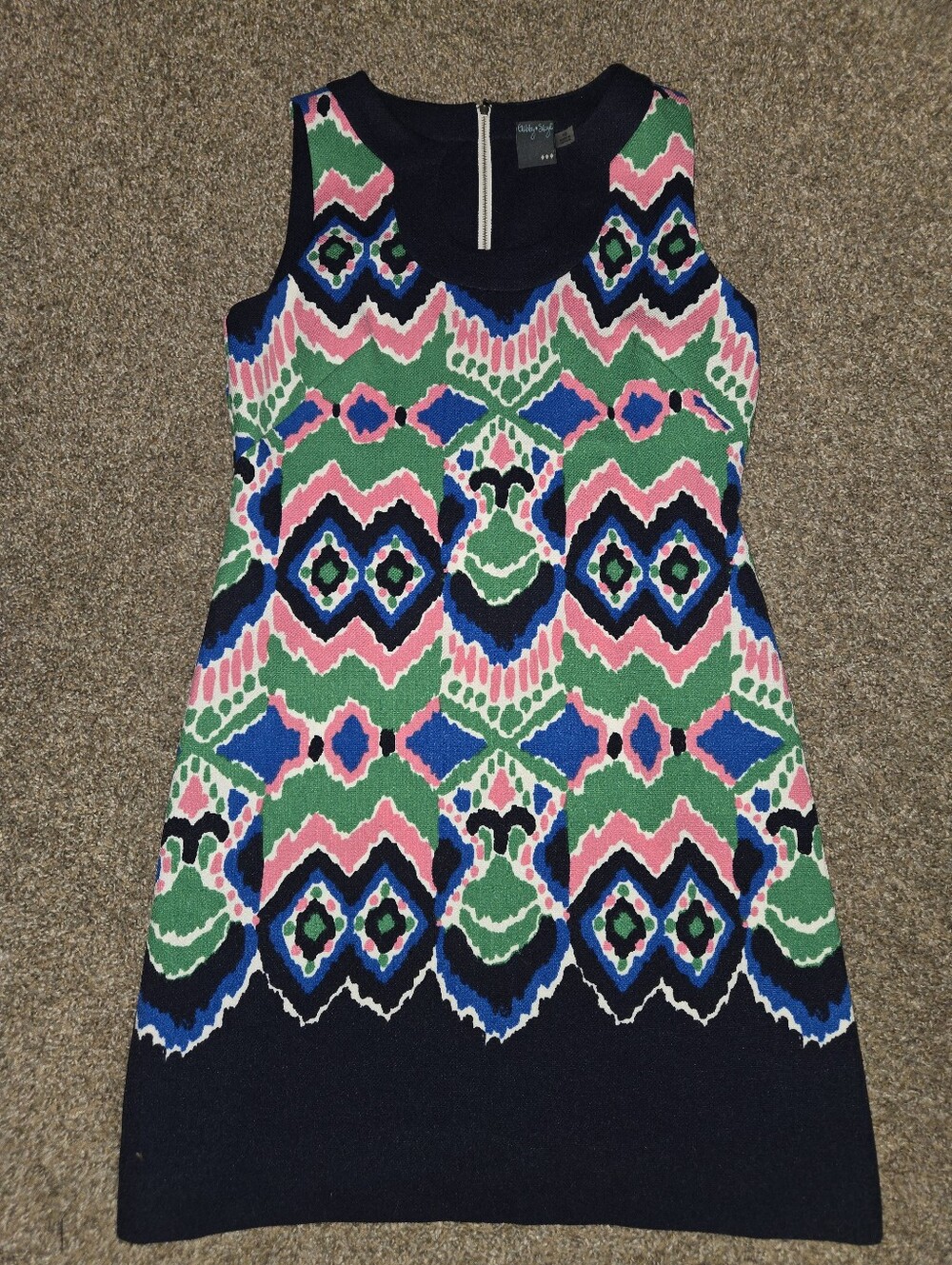 Gabby Skye Navy Blue Dress with Multicolor Accent